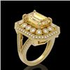 Image 2 : 5.85 ctw Canary Citrine & Diamond Victorian Ring 14K Yellow Gold - REF-145N6F