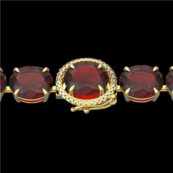 65 ctw Garnet & Micro VS/SI Diamond Bracelet 14k Yellow Gold - REF-209G3W