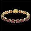 Image 2 : 65 ctw Garnet & Micro VS/SI Diamond Bracelet 14k Yellow Gold - REF-209G3W