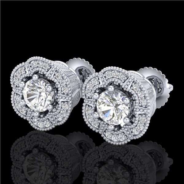 1.51 ctw VS/SI Diamond Solitaire Art Deco Stud Earrings 18k White Gold - REF-263W6H