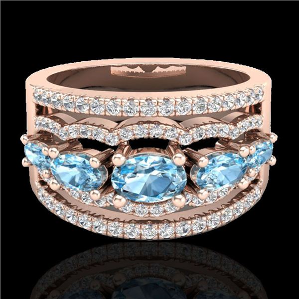 2.25 ctw Sky Blue Topaz & Micro Pave VS/SI Diamond Ring 10k Rose Gold - REF-81N8F