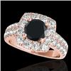 Image 1 : 2.25 ctw Certified VS Black Diamond Solitaire Halo Ring 10k Rose Gold - REF-88W6H