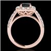 Image 2 : 2.25 ctw Certified VS Black Diamond Solitaire Halo Ring 10k Rose Gold - REF-88W6H