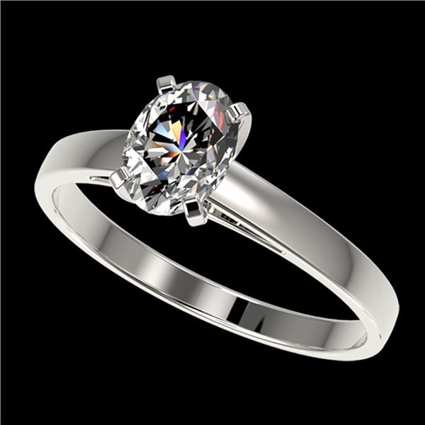 1 ctw Certified VS/SI Quality Oval Diamond Solitaire Ring 10k White Gold - REF-243A2N