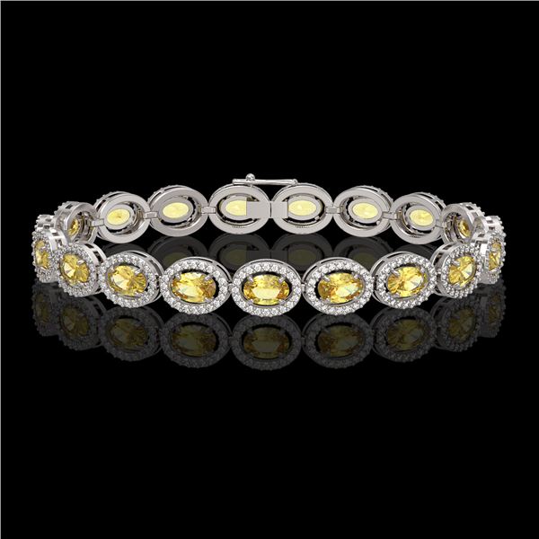 12.73 ctw Fancy Citrine & Diamond Micro Pave Halo Bracelet 10k White Gold - REF-263A6N