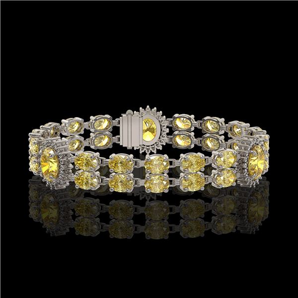 15.74 ctw Citrine & Diamond Bracelet 14K White Gold - REF-254G5W