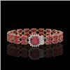 Image 1 : 19.85 ctw Ruby & Diamond Bracelet 14K Rose Gold - REF-245F5M