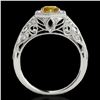 Image 2 : 1.4 ctw SI/I Fancy Intense Yellow Diamond Antique Ring 10k White Gold - REF-203H2R