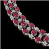 Image 3 : 43.07 ctw Ruby & Diamond Necklace 10K White Gold - REF-527A3N
