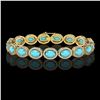 Image 1 : 15.83 ctw Turquoise & Diamond Micro Pave Halo Bracelet 10k Yellow Gold - REF-260K8Y