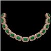Image 1 : 61.92 ctw Emerald & Diamond Victorian Bracelet 14K Rose Gold - REF-1545N5F