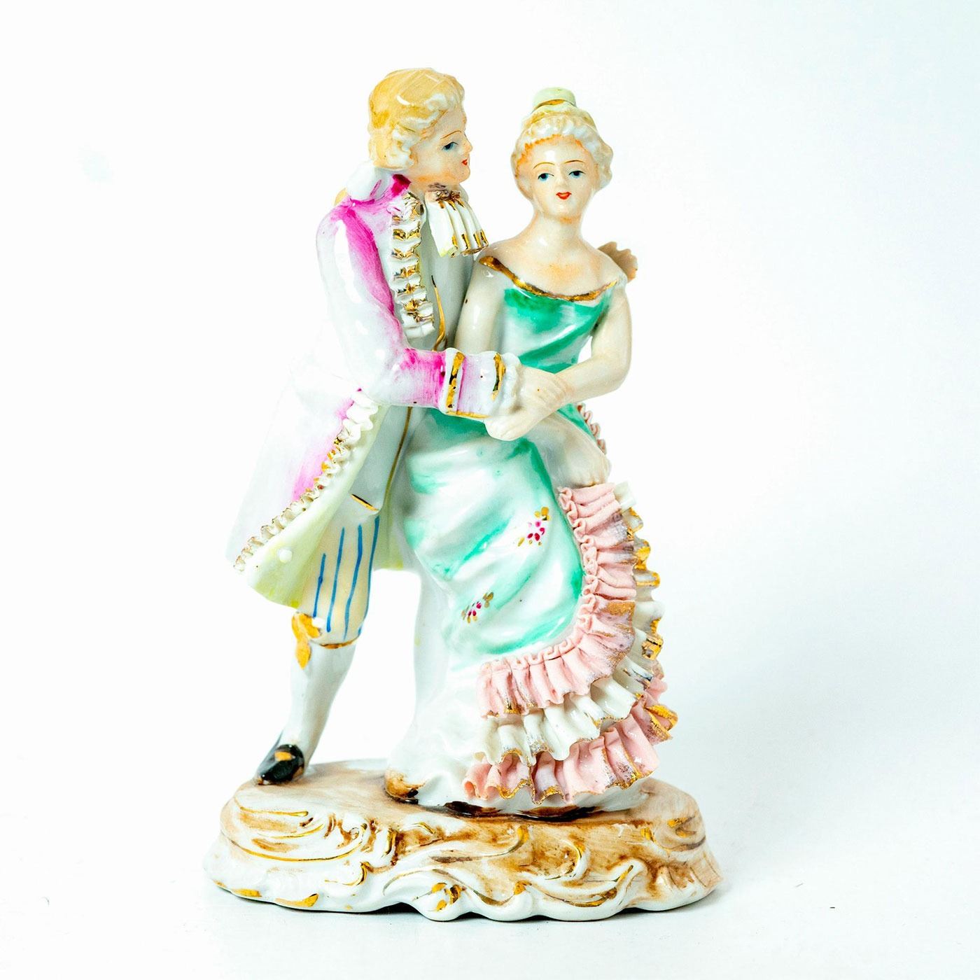 Vintage Bone China Lace Figurine, Courting Couple
