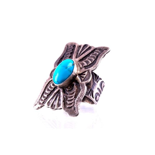 Navajo Shawn Cayatino Silver & Turquoise Ring