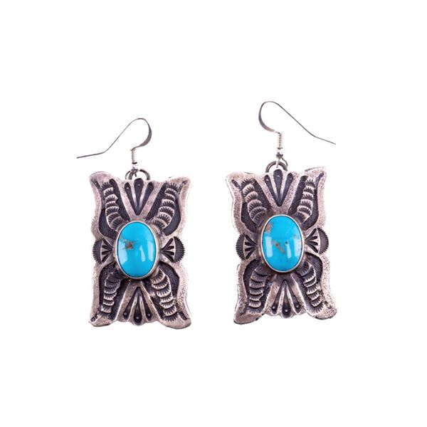 Navajo Shawn Cayatino Silver & Turquoise Earrings
