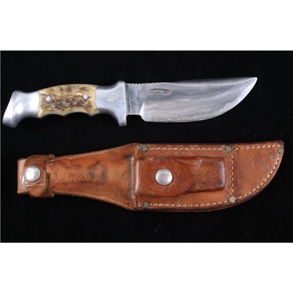 R.H. Ruana Camp Knife & Leather Scabbard