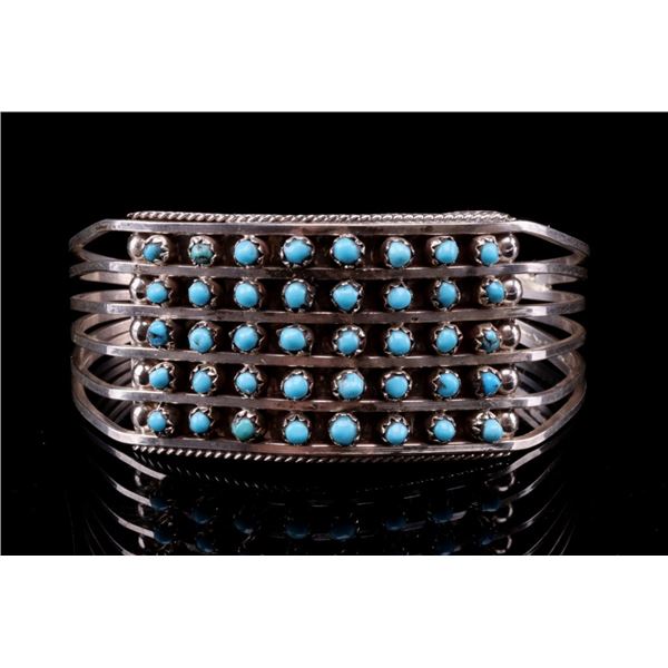 Zuni Don Lucas Silver & Petite Turquoise Bracelet