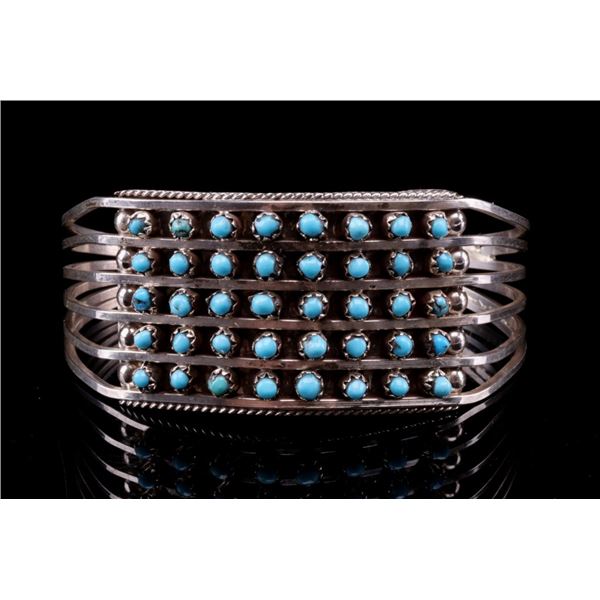 Zuni Don Lucas Silver & Petite Turquoise Bracelet