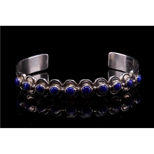 Navajo M. Willie Do Silver & Lapis Lazuli Bracelet