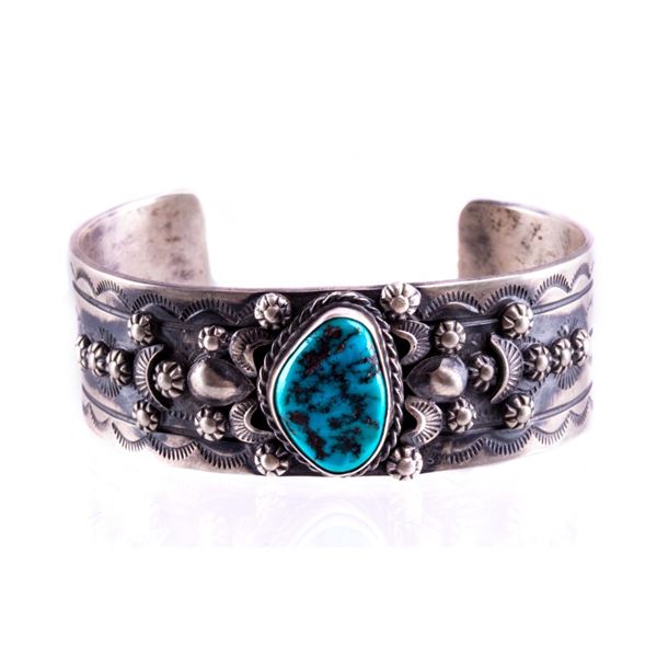 Navajo B. Lee Sterling Silver & Turquoise Bracelet