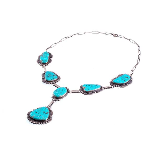 Navajo Gilbert Jones Silver & Turquoise Necklace