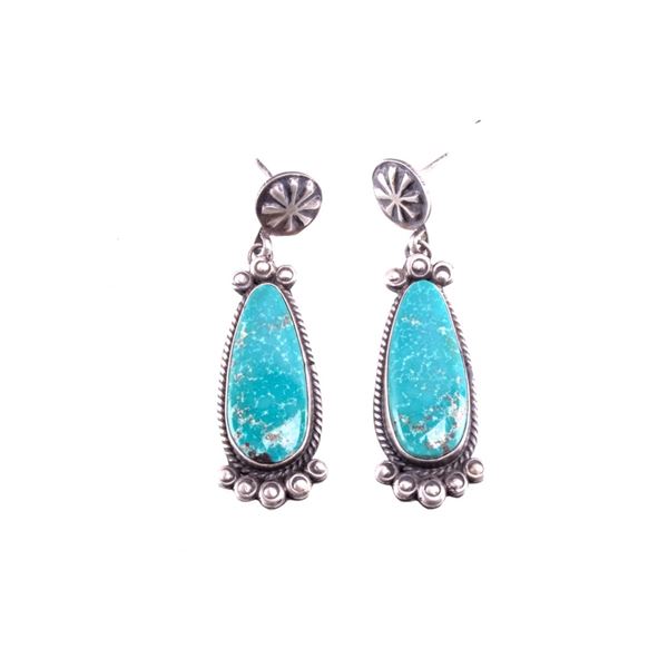 Navajo Gilbert Jones Silver & Turquoise Earrings