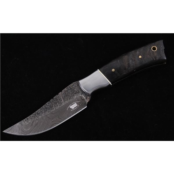 M.T. Knives Rams Horn & Damascus Hammered Knife