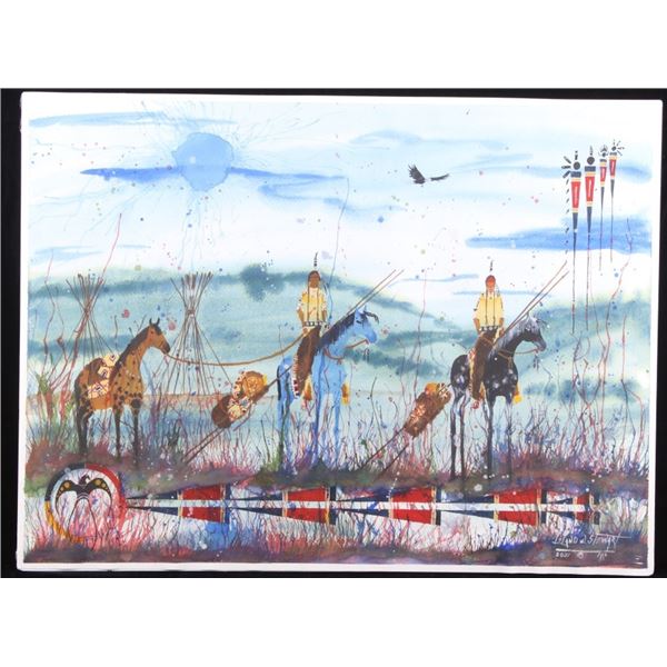 Original Watercolor by Crow Native Leland Stewart