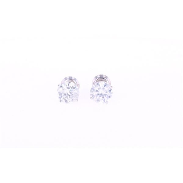 3.00 cts. Diamond Solitaire Stud 18K Earrings