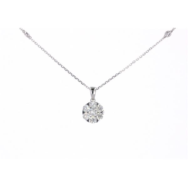 Cluster Diamond & 14k White Gold Necklace