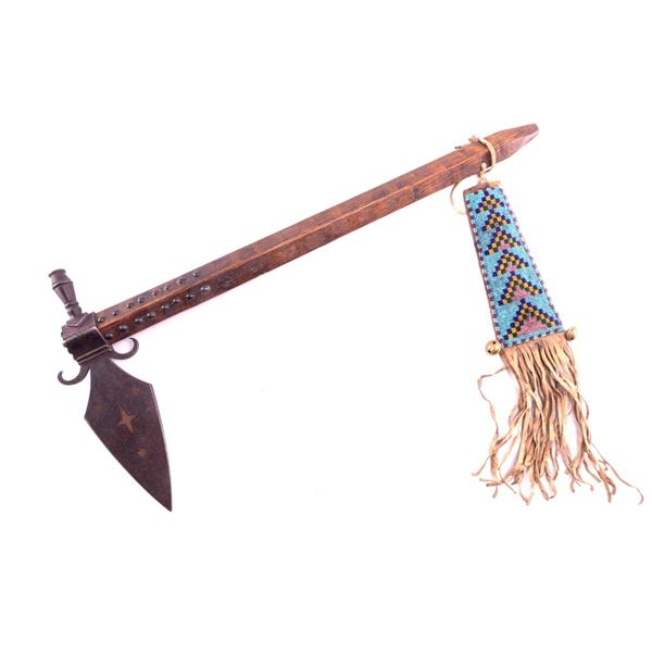 Blackfoot Spontoon Pipe Tomahawk Beaded Drop 1880