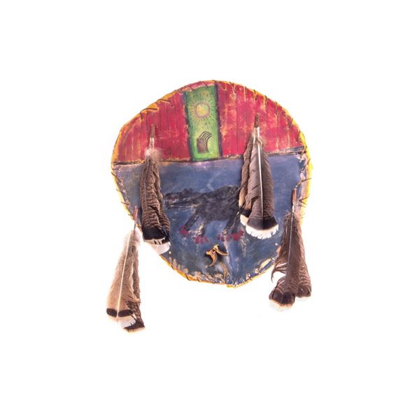 Sioux Bear Cult Painted Buffalo War Shield c. 1870