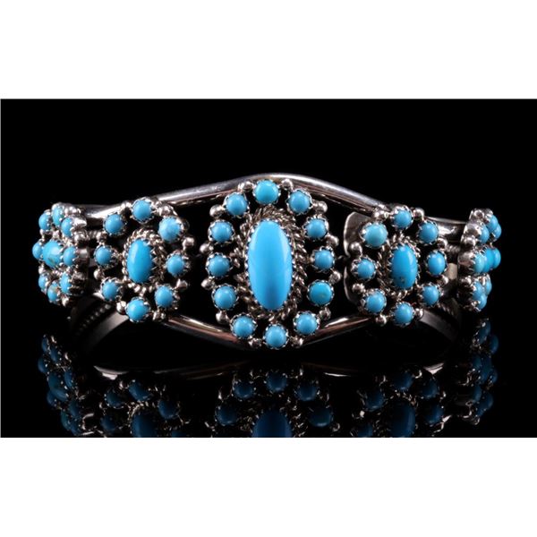 Navajo Nancy Custer Silver & Turquoise Bracelet