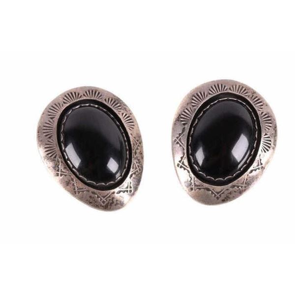 Navajo Teddy Goodluck Old Pawn Silver Earrings