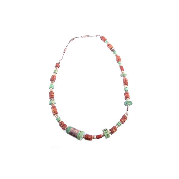 Navajo Old Pawn Silver & Turquoise Necklace
