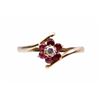 Image 1 : 1940's Estate 14K Gold Diamond Spinel Flower Ring