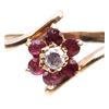 Image 2 : 1940's Estate 14K Gold Diamond Spinel Flower Ring