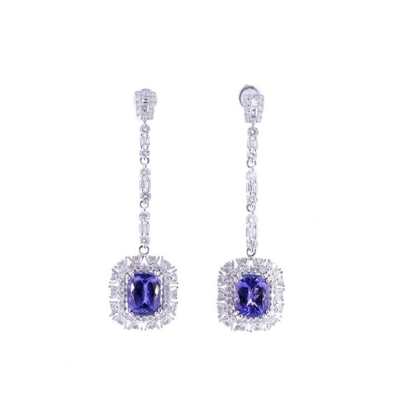 Classic Tanzanite & Diamond 18K Dangle Earrings