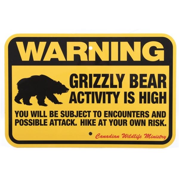 Grizzly Bear Warning Sign from Canada