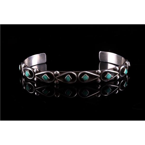 Navajo Fred Cachini Silver & Turquoise Bracelet
