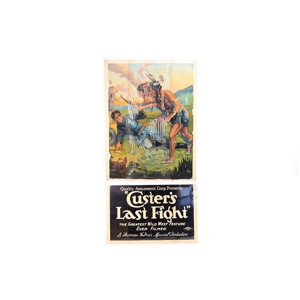 LARGE RARE Custer's Last Fight Film Poster c.1922
