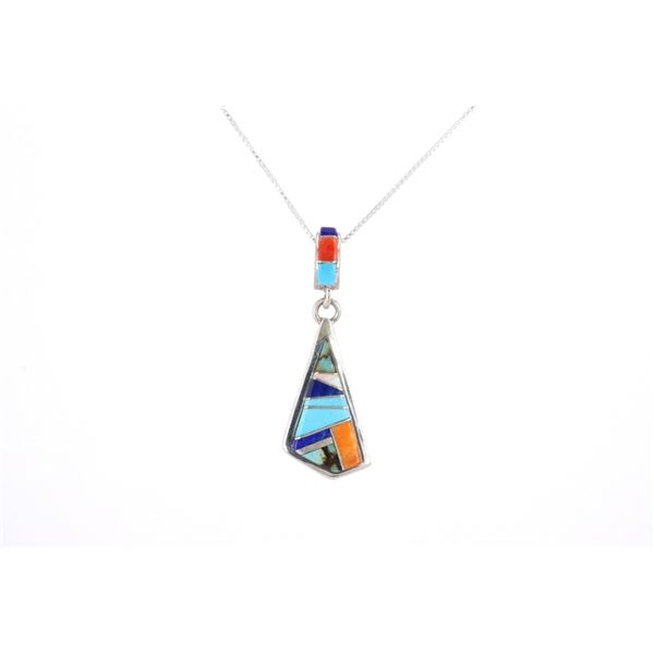 Navajo Elvira Yazzie Silver & Multi Stone Necklace