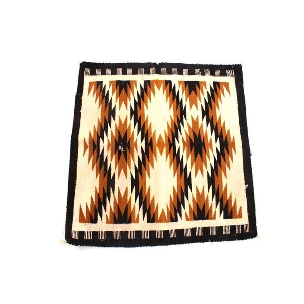 Navajo Crystal Eye Dazzler Wool Rug Early 1900's