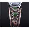 Image 10 : Navajo Sterling & Jade Watch Band Cuff w/ Clasp