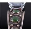 Image 5 : Navajo Sterling & Jade Watch Band Cuff w/ Clasp