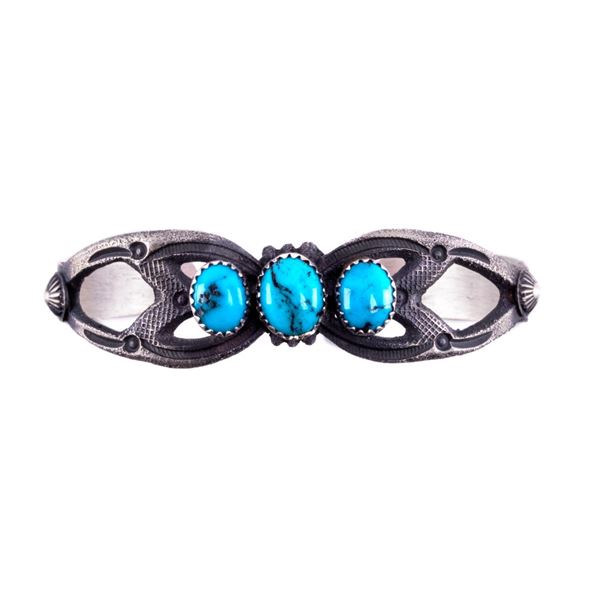 Navajo Eva Billah Silver & Turquoise Tufa Bracelet
