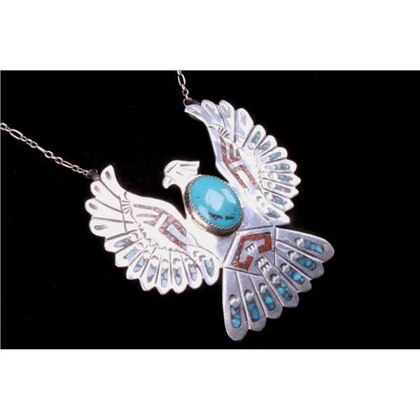 Navajo Lone Mountain Turquoise Chip Inlay Necklace