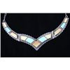Image 1 : Navajo Micro Inlay Turquoise MOP Vintage Necklace