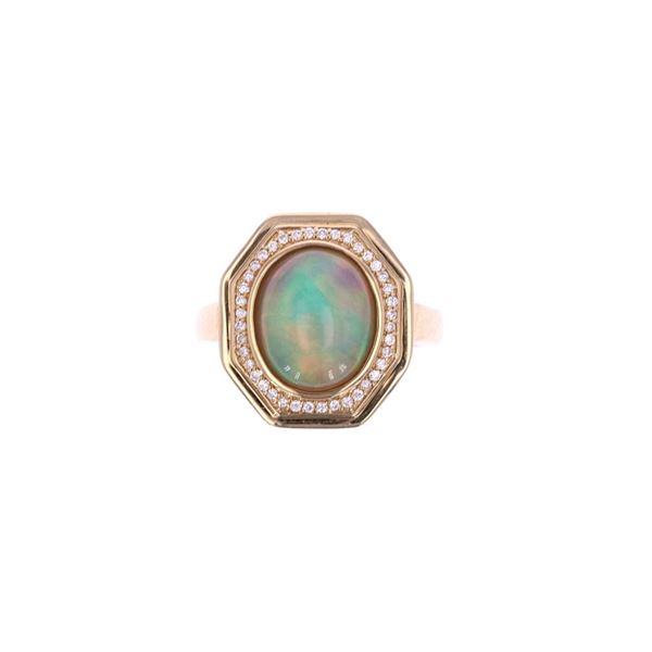 Ethiopian Opal Diamond & 14k Yellow Gold Ring