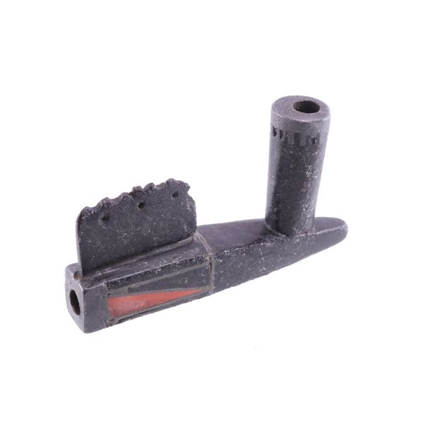 Great Lakes Ojibwa Steatite Pewter Pipe 19th C.