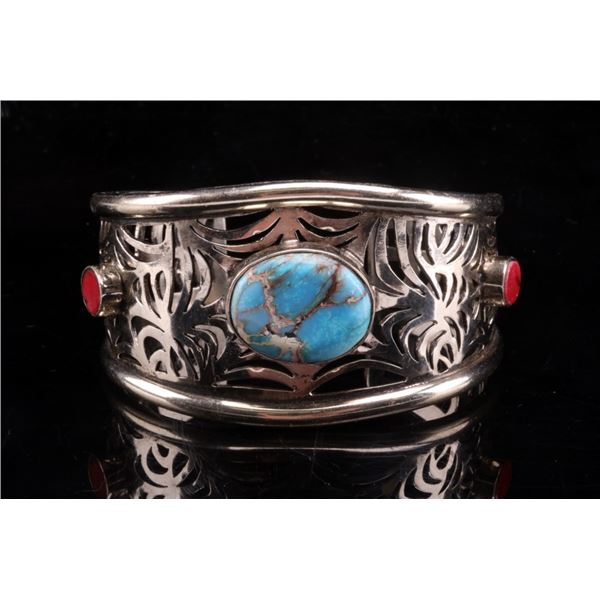 Armand American Horse Turquoise & Coral Cuff